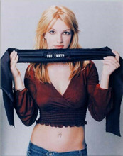 Britney Spears holds up scarf with bare midriff 8x10 inch photo