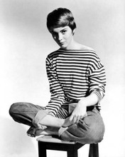 Jean seberg wearing striped shirt sitting on stool 1950's era 8x10 inch photo