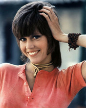 Jane Fonda smiling portrait in red shirt with 1971 Klute hairstyle 8x10 photo
