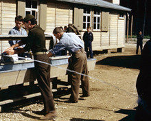 The Great Escape Jud Taylor and men wash hands outside huts 8x10 inch photo