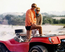 Thomas Crown Affair Steve McQueen Faye Dunaway stand in dune buggy 8x10 photo