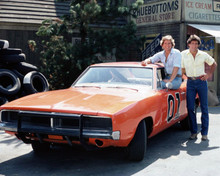 Dukes of Hazzard Dodge Charger General Lee Bo & Luke by side 8x10 inch photo