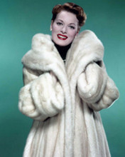 Maureen O'Hara 1950's smiling portrait in fur coat 8x10 inch photo