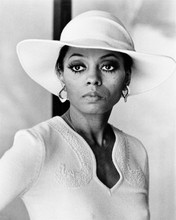 Diana Ross beautiful portrait in white dress and hat 1975 Magogany 8x10 photo