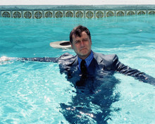 Larry Hagman as J.R. Ewing fully clothed in Southfork swimming pool 8x10 photo