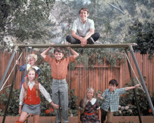 The Brady Bunch Marcia Jan Peter Greg Cindy & Bobby on backyard swing 8x10 photo