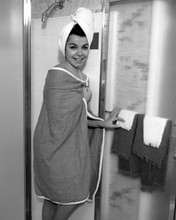 Annette Funicello just gets out of shower wrapped in towel 8x10 inch photo