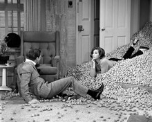 Dick Van Dyke Show 1963 Dick & Mary Tyler Moore in pile of walnuts 8x10 photo