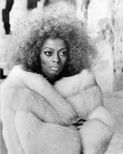 Diana Ross stunning portrait wrapped in fur coat 1975 Mahogany 8x10 inch photo