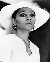 Diana Ross beautiful portrait in white dress and hat 1975 Mahogany 8x10 photo