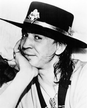 Stevie Ray Vaughan blues legend wearing black hat 8x10 inch photo