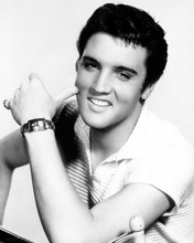 Elvis Presley smiling 1950's studio portrait in white shirt 8x10 inch photo