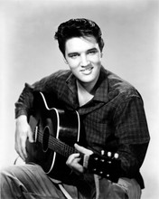 Elvis Presley terrific 1950's portrait seated with guitar smiling 8x10 photo