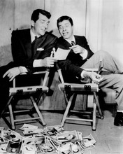 Dean Martin & Jerry Lewis in studio chairs looking at star photos 8x10 photo