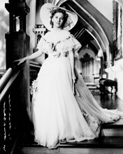 Maureen O'Hara beautiful full length in white gown and hat 8x10 inch photo
