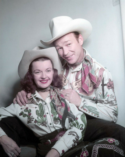 Roy Rogers & Dale Evans 1940's smiling portrait in western wear 8x10 ...