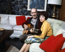 Groucho Marx at home playing guitar 1960's era 8x10 inch photo