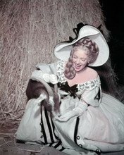 Linda Darnell 1940's publicity photo feeding goat in period costume 8x10 photo