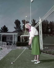 Ginger Rogers 1940's takes a practice golf swing in Beverly Hills 8x10 photo