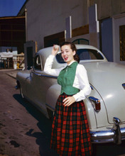 Ann Blyth 1940's stands by car on studio lot 8x10 inch photo