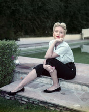 Celeste Holm 1940's poses at her home on steps by pool 8x10 inch photo