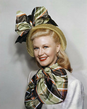 Ginger Rogers 1940's smiling glamour portrait in gold hat & scarf 8x10 photo