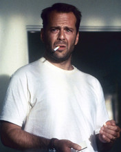 Bruce Willis classic in white t-shirt smoking cigarette Die Hard 8x10 photo