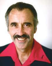 Christopher Lee 70's era smiling portrait with moustache in red shirt 8x10 photo