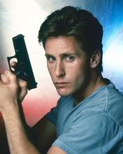 Emilio Estevez studio portrait holding up gun 1992 Freejack 8x10 inch photo