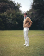 Rock Hudson full length pose 1960's in white pants & sweater 8x10 inch photo