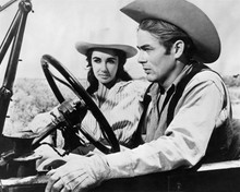 Giant James Dean at wheel of Ford Model T with Elizabeth Taylor 8x10 inch photo
