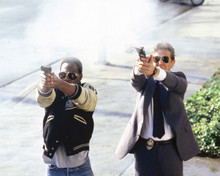 Beverly Hills Cop II Eddie Murphy & Judge Reinhold guns drawn 8x10 inch photo