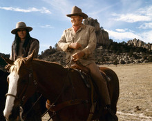 The Undefeated John Wayne & Roman Gabriel film scene on horseback 8x10 photo