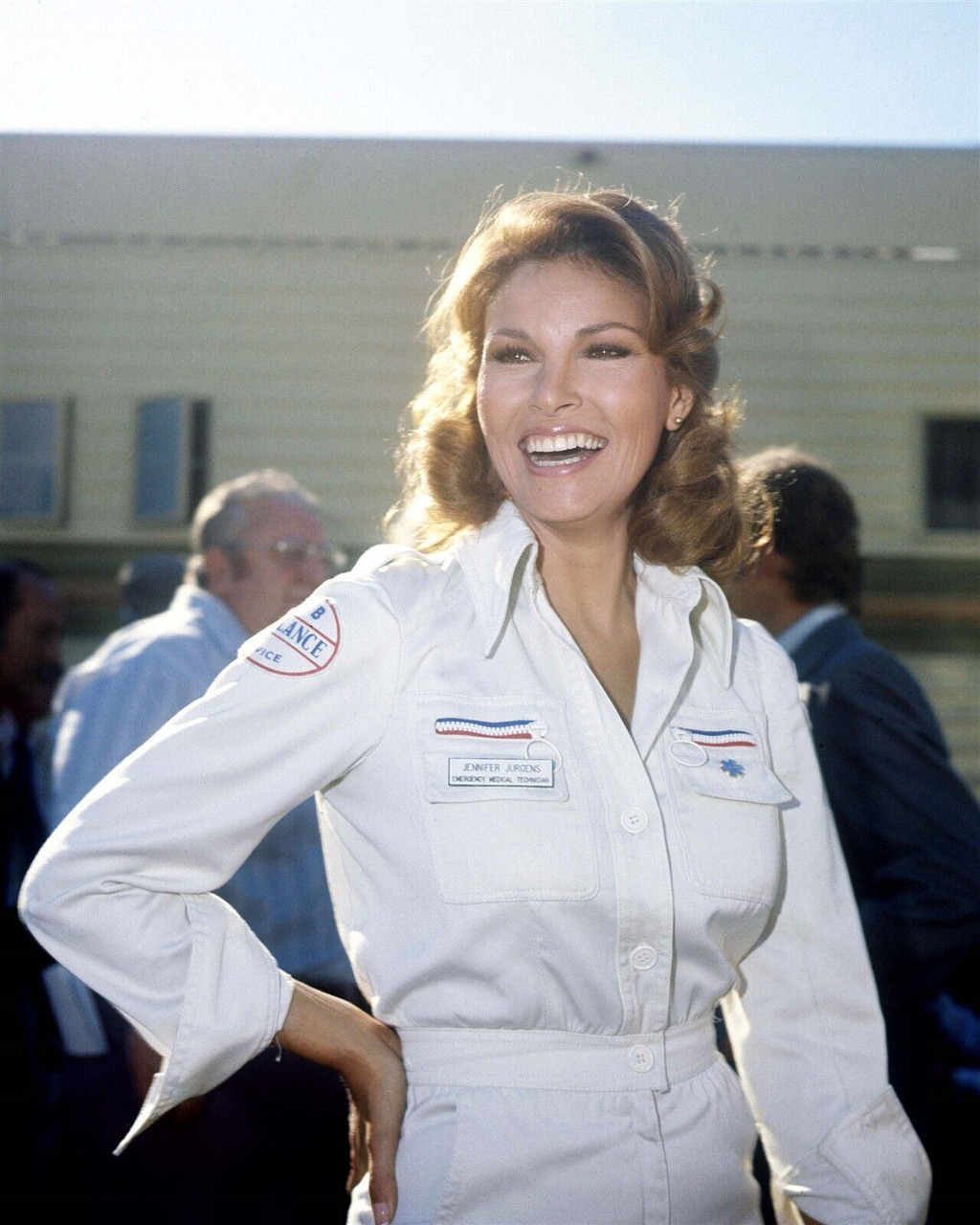 Raquel Welch with dazzling smile on set 1976 Mother Jugs