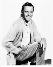 Jack Lemmon smiling pose in cardigan with cigarette 1960 8x10 inch photo