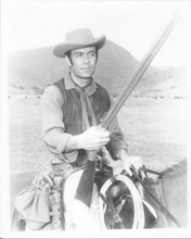 Pernell Roberts holds rifle on horseback on Ponderosa Ranch Bonanza 8x10 photo
