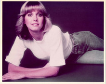 Olivia Newton-John 1970's era in white blouse & jeans vintage 8x10 photo