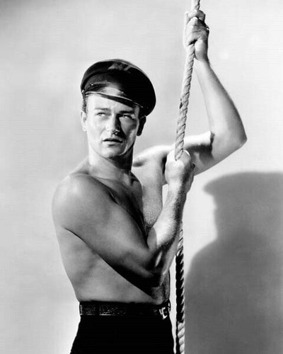 John Wayne beefcake shirtless holding rope 1937 Adventure's End 8x10 ...