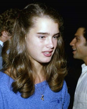 Brooke Shields circa 1980 in blue dress attending Hollywood event 8x10 photo