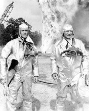 Hellfighters 1968 Jim Hutton & John Wayne in silver bunker suits 8x10 photo