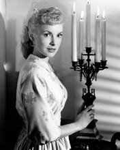 Janet Leigh young pose 1950's holding candelabra 8x10 inch photo