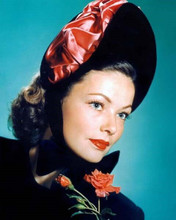 Linda Darnell 1940's studio portrait wearing hat 8x10 inch photo