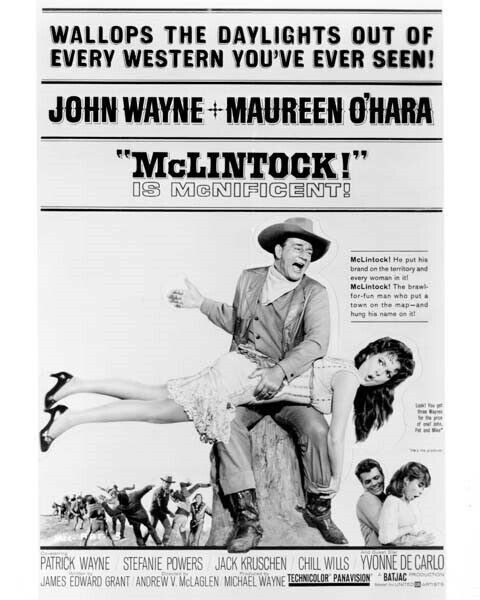 McLintock 1963 John Wayne spanks Maureen O'Hara movie poster art
