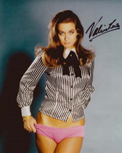 Valerie Leon pulling on her panties 8x10 photo pin-up pose facsimilie signature