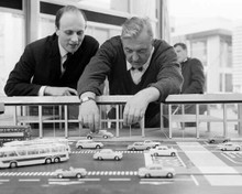 Jacques Tati plans out scene with model cars 1971 Trafic 8x10 inch photo