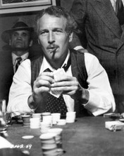 Paul Newman as Gondorff with cigar playing cards on train The Sting 8x10 photo