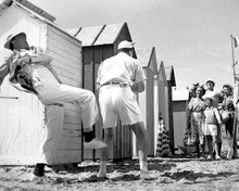 Monsieur Hulot's Holiday Jacques Tati on beach by beach huts 8x10 inch photo
