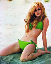 Pamela Tiffin 1960's era in green bikini poses on beach 8x10 inch photo