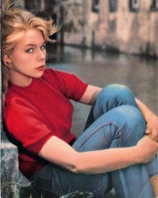Marion Michael gives pouting look in red sweater & jeans Liane star 8x10 photo