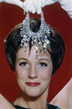 Julie Andrews smiling portrait holding jewels on her head 8x10 inch photo